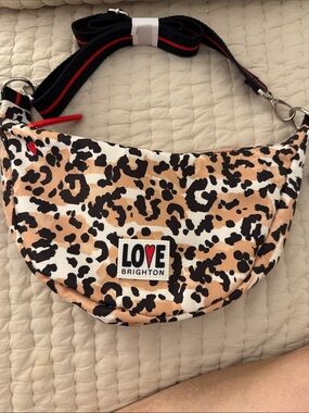 Brighton Leopard Print Crossbody with Black & Tan Pattern